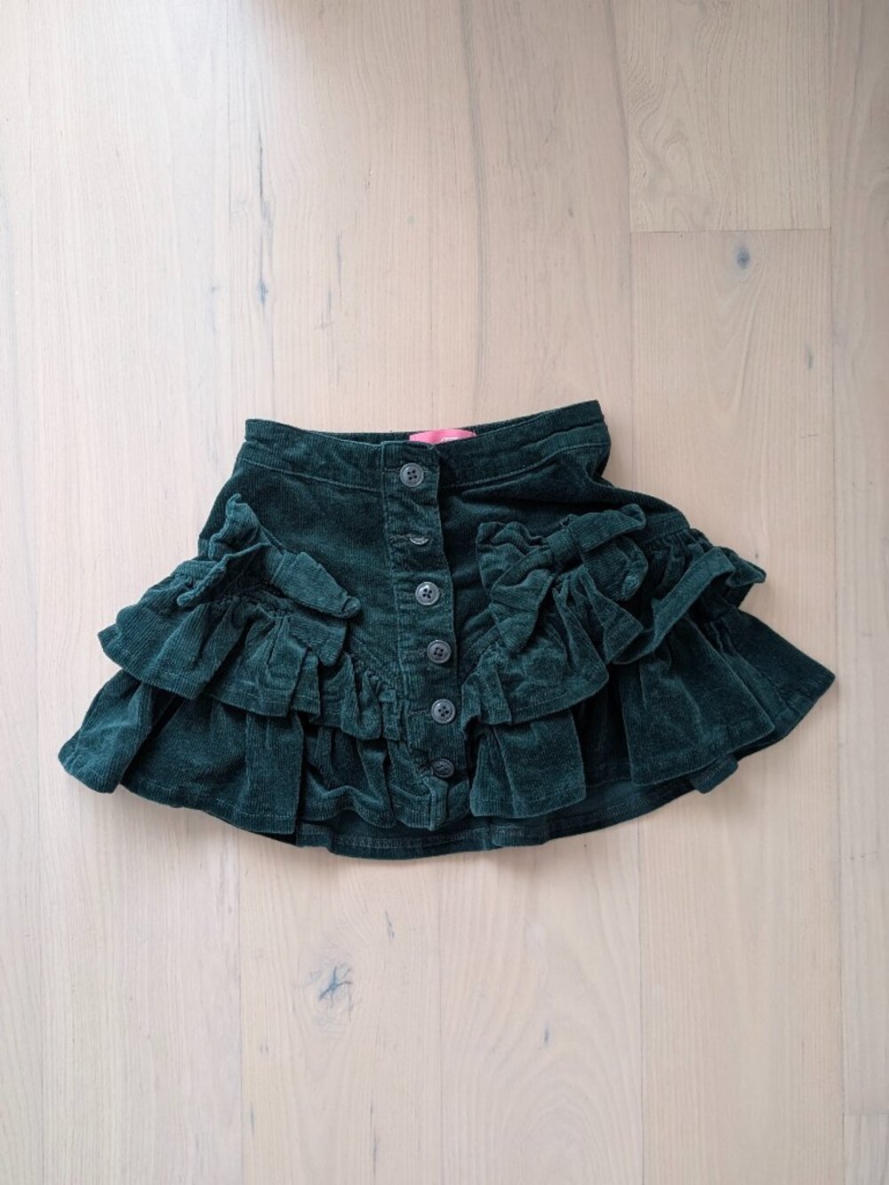 Dolls Kill Sugar Thrillz Tiered Green Corduroy Skirt Size XXS